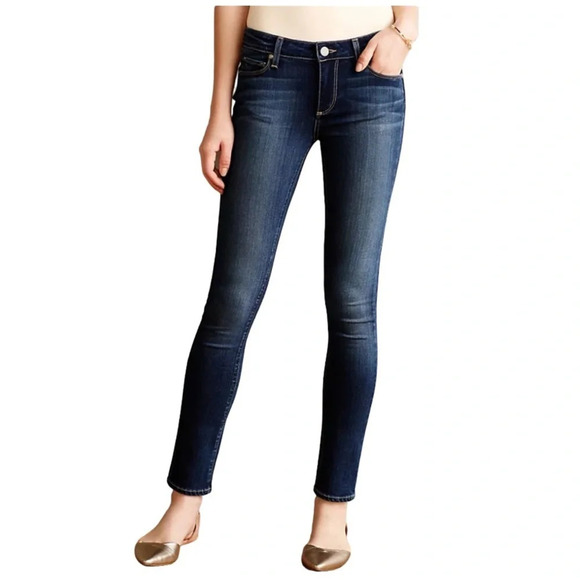 PAIGE Premium Denim Skyline Skinny Jeans Blue Dark Wash Low Rise Ankle Length 25 - Picture 2 of 12